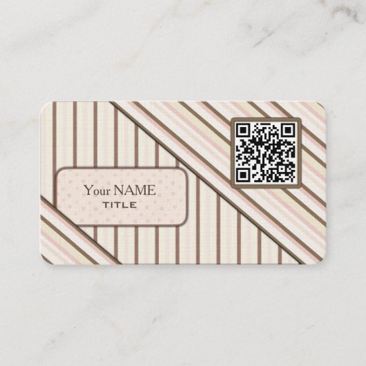 Dubbele QR-code Retro Roze Visitekaartje (Voorkant)