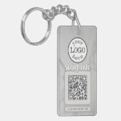 Dubbele QR Code voor Bedrijfs Elegant Wit Marmer Sleutelhanger (Voorkant Links)