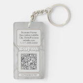 Dubbele QR Code voor Bedrijfs Elegant Wit Marmer Sleutelhanger (achterkant)