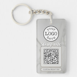 Dubbele QR Code voor Bedrijfs Elegant Wit Marmer Sleutelhanger