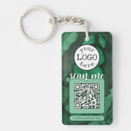 Dubbele QR Code voor Bedrijfs Groene Malachietstee Sleutelhanger