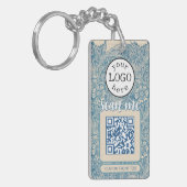 Dubbele QR-code voor bedrijven William Morris Blue Sleutelhanger (Voorkant Links)