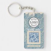 Dubbele QR-code voor bedrijven William Morris Blue Sleutelhanger (Voorkant)
