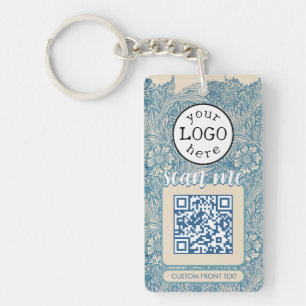 Dubbele QR-code voor bedrijven William Morris Blue Sleutelhanger