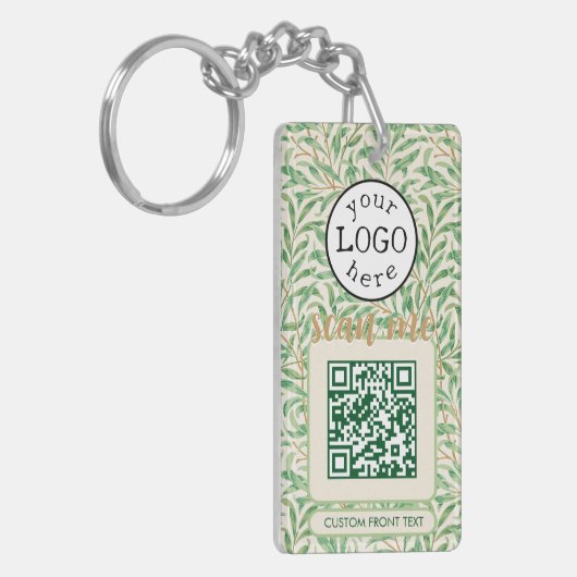 Dubbele QR-code voor bedrijven William Morris Gree Sleutelhanger (Voorkant Links)