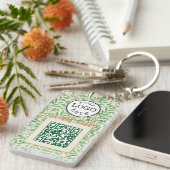 Dubbele QR-code voor bedrijven William Morris Gree Sleutelhanger (Voorkant Rechts)