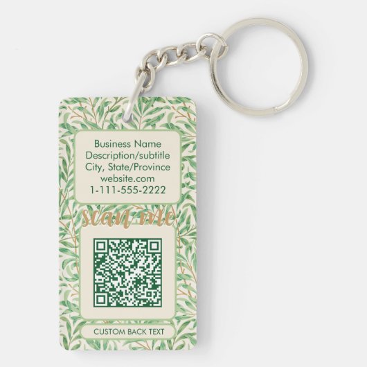 Dubbele QR-code voor bedrijven William Morris Gree Sleutelhanger (achterkant)