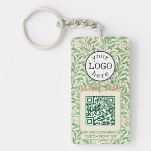 Dubbele QR-code voor bedrijven William Morris Gree Sleutelhanger