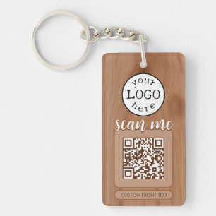 Dubbele QR-code voor Business Cherry Wood Sleutelhanger