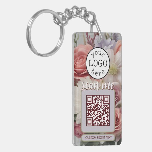 Dubbele QR-code voor Business Cut Flowers Sleutelhanger (Voorkant Links)