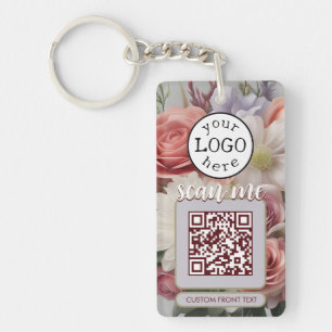 Dubbele QR-code voor Business Cut Flowers Sleutelhanger