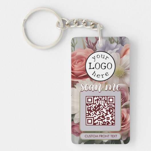 Dubbele QR-code voor Business Cut Flowers Sleutelhanger (Voorkant)