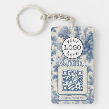 Dubbele QR-code voor Business Elegant Blue Toile