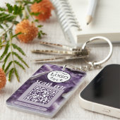 Dubbele QR-code voor Business Paarse Amethist Sleutelhanger (Voorkant Rechts)