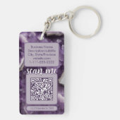 Dubbele QR-code voor Business Paarse Amethist Sleutelhanger (achterkant)