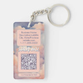 Dubbele QR-code voor Business Pink Clouds Sleutelhanger (achterkant)