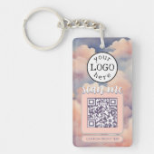 Dubbele QR-code voor Business Pink Clouds Sleutelhanger (Voorkant)