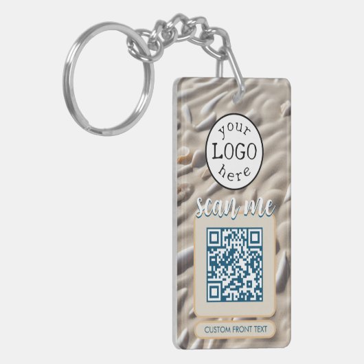 Dubbele QR-code voor Business Sandy Beach Sleutelhanger (Voorkant Links)
