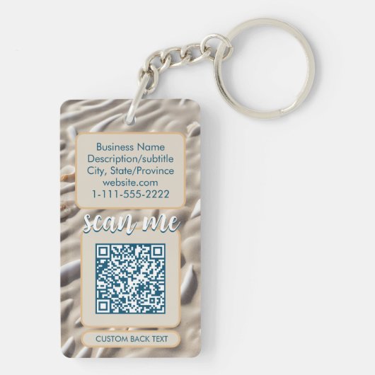 Dubbele QR-code voor Business Sandy Beach Sleutelhanger (achterkant)