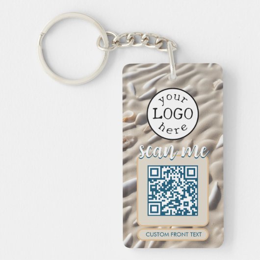 Dubbele QR-code voor Business Sandy Beach Sleutelhanger (Voorkant)