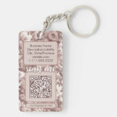 Dubbele QR-code voor Zakelijke Stoffige Rozen Bloe Sleutelhanger (achterkant)