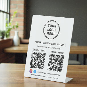 Dubbele QR-codes Zakelijk logo voor sociale media Reclamebord Met Voetstuk