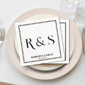Dubbele Rand Eenvoudig Modern Monogram Huwelijk Servet