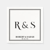 Dubbele Rand Eenvoudig Modern Monogram Huwelijk Servet (Voorkant)