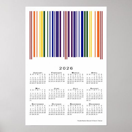 Dubbele regenboog barcode 2026 Kalender Poster (Voorkant)