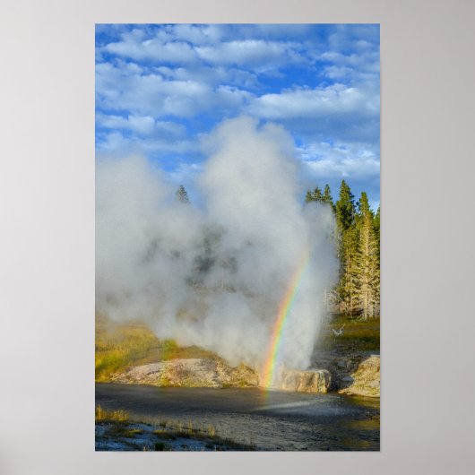 Dubbele regenboog bij Riverside Geyser, Yellowston Poster (Voorkant)