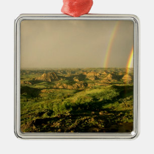 Dubbele regenboog boven Painted Canyon in Theodore Metalen Ornament
