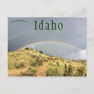 Dubbele regenboog boven tafelrots Boise Idaho Briefkaart