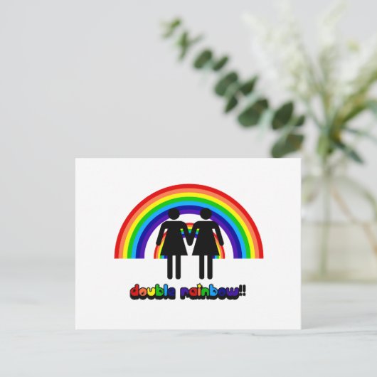 Dubbele regenboog briefkaart (Staand voorkant)