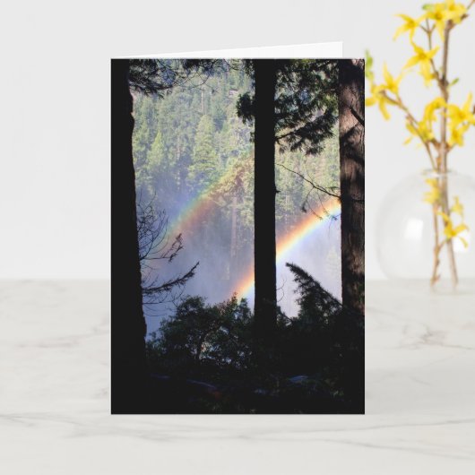 Dubbele Regenboog door Bomen Kaart (Gele Bloem)