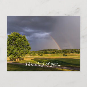 Dubbele regenboog door regen briefkaart