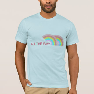 Dubbele regenboog helemaal tot aan de T-shirt