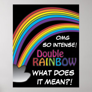 Dubbele regenboog in de lucht poster