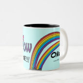 Dubbele regenboog in de lucht tweekleurige koffiemok (Voorkant rechts)