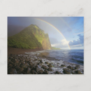 Dubbele regenboog over de kliffen van het noorden briefkaart