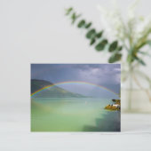Dubbele regenboog over een fjord-briefkaart briefkaart (Staand voorkant)