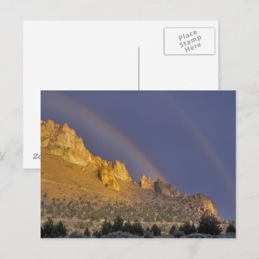 Dubbele regenboog over een rotsformatie bij Smith Briefkaart (Voorkant / Achterkant)