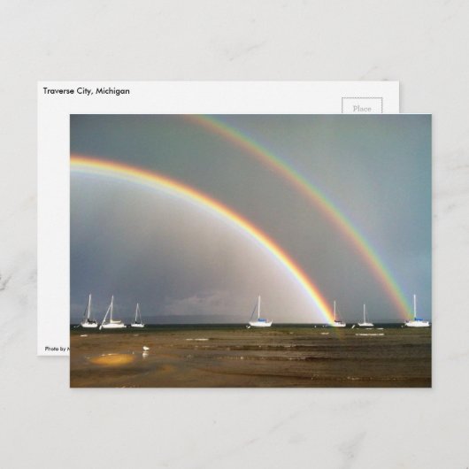 Dubbele regenboog over het Briefkaart van Traverse (Voorkant / Achterkant)