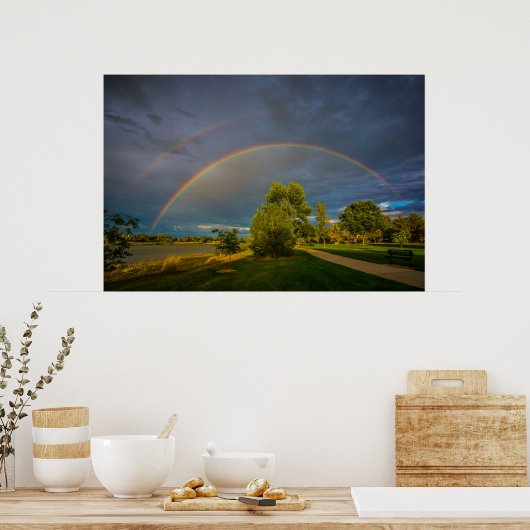 Dubbele regenboog poster (Keuken)