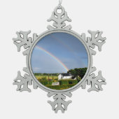 Dubbele regenboog tin sneeuwvlok ornament (Voorkant)