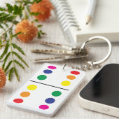Dubbele regenboogdomino-Sleutelhanger Sleutelhanger (Voorkant Rechts)