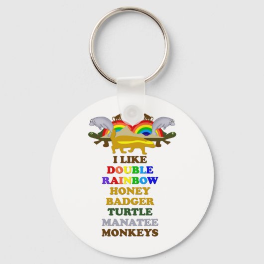 Dubbele regenbooghoningbadger Turtle manateapen Sleutelhanger (Voorkant)