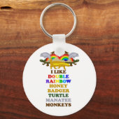 Dubbele regenbooghoningbadger Turtle manateapen Sleutelhanger (Voorkant)