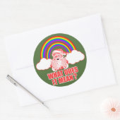 Dubbele regenboogkerstman ronde sticker (Envelop)