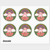 Dubbele regenboogkerstman ronde sticker (Vel)