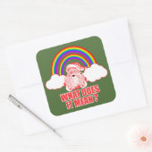 Dubbele regenboogkerstman vierkante sticker (Envelop)